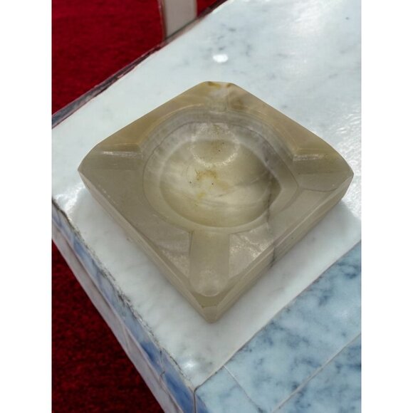 Vintage Marble Ashtray W/Unique Veining Smoke Cigars, Cigarettes Retro - Picture 1 of 7